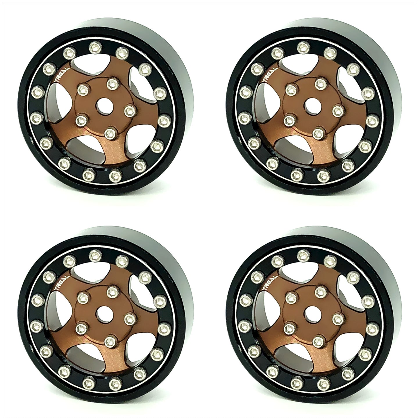 TREAL 1.0 Beadlock Wheels Rims(4P) 5-Star 7mm Hex Hubs for 1/18 TRX4M 1/24 AX24 SCX24 FCX24 RC Crawler-Type B