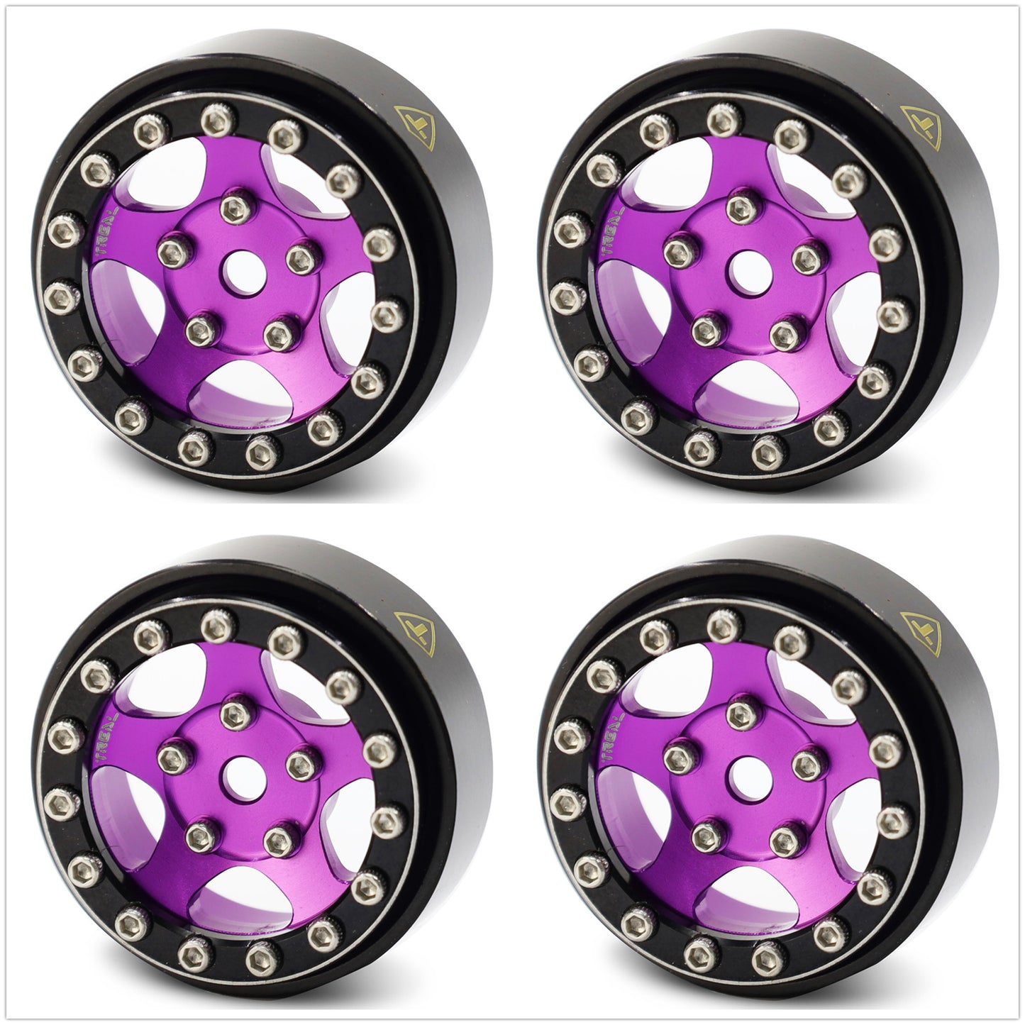 TREAL 1.0 Beadlock Wheels Rims(4P) 5-Star 7mm Hex Hubs for 1/18 TRX4M 1/24 AX24 SCX24 FCX24 RC Crawler-Type B