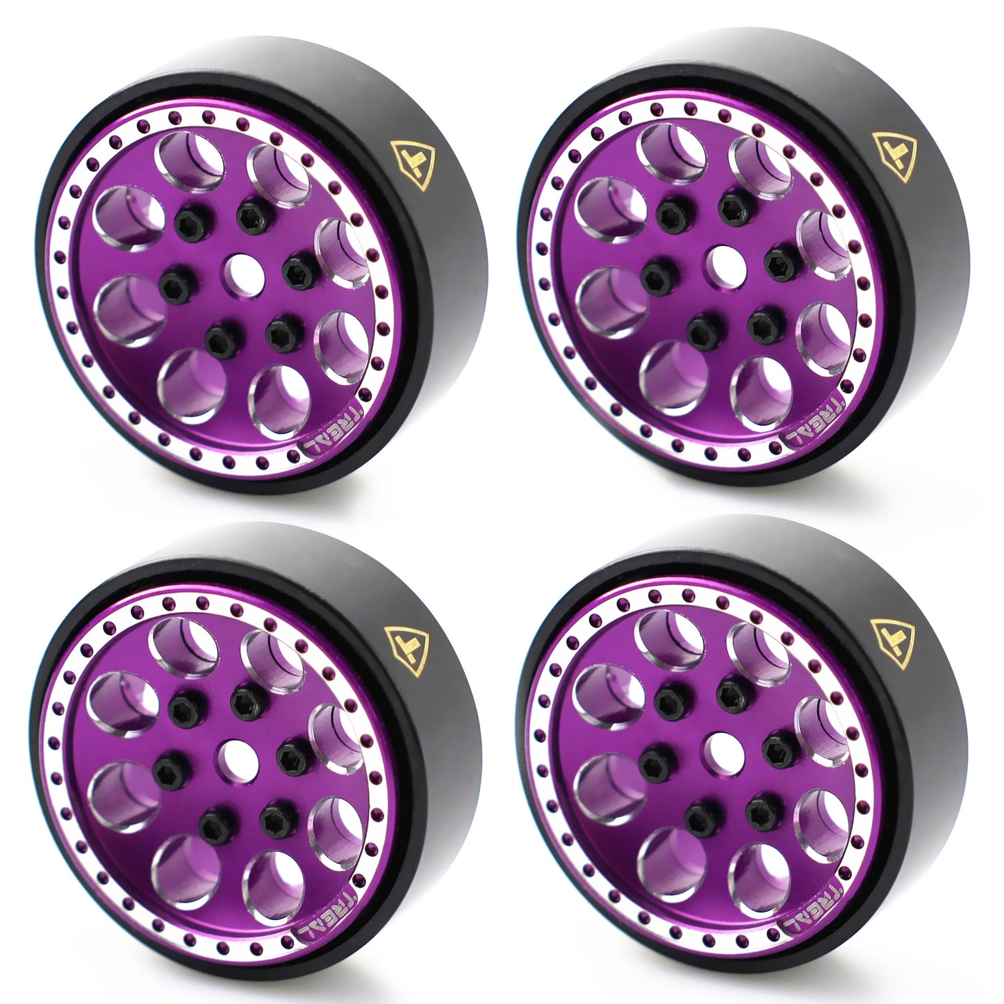 Treal 1.0 Beadlock Wheels(4P-Set) for Axial SCX24 1/24 Crawler Brass Ring Weighted 27.3g Type A