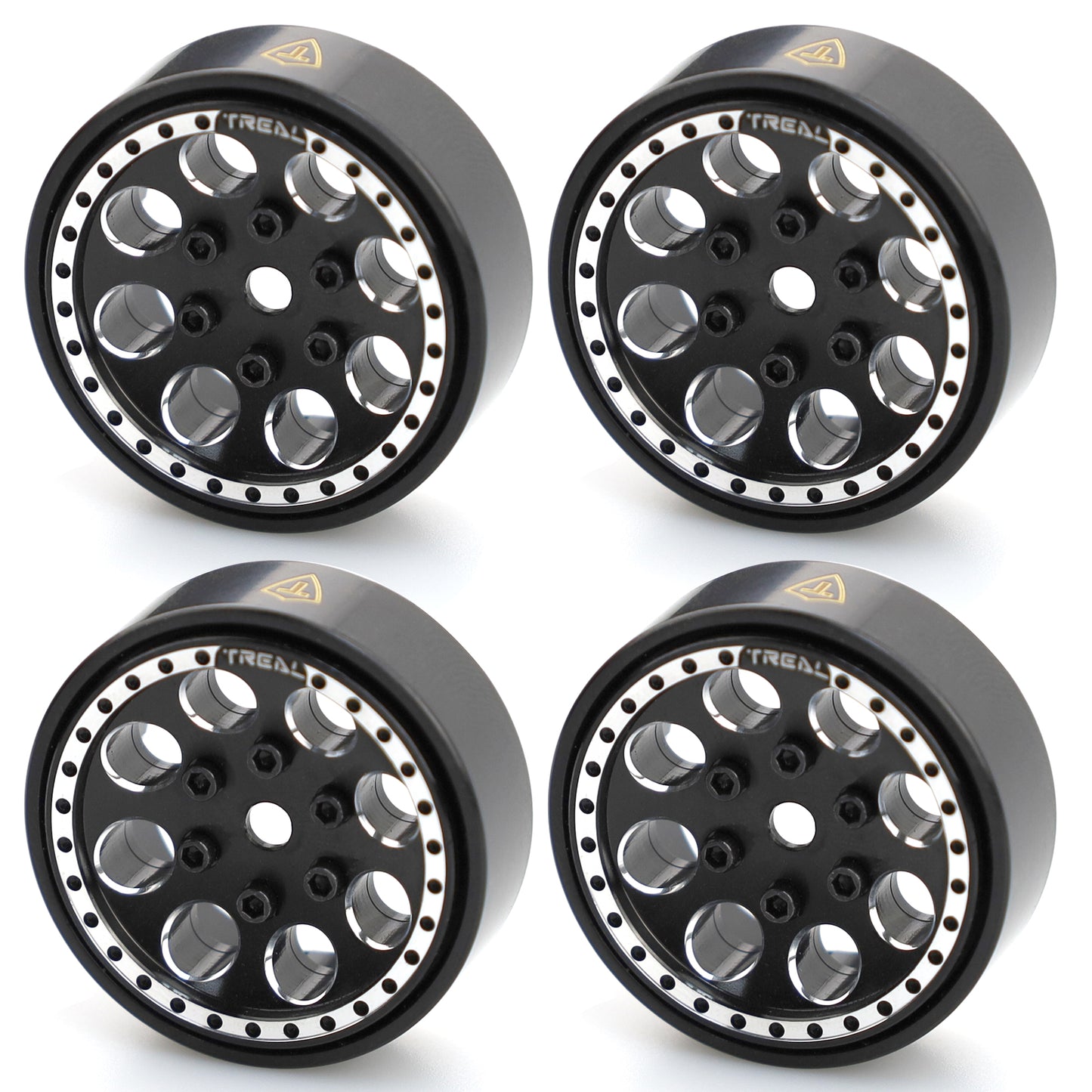 Treal 1.0 Beadlock Wheels(4P-Set) for Axial SCX24 1/24 Crawler Brass Ring Weighted 27.3g Type A