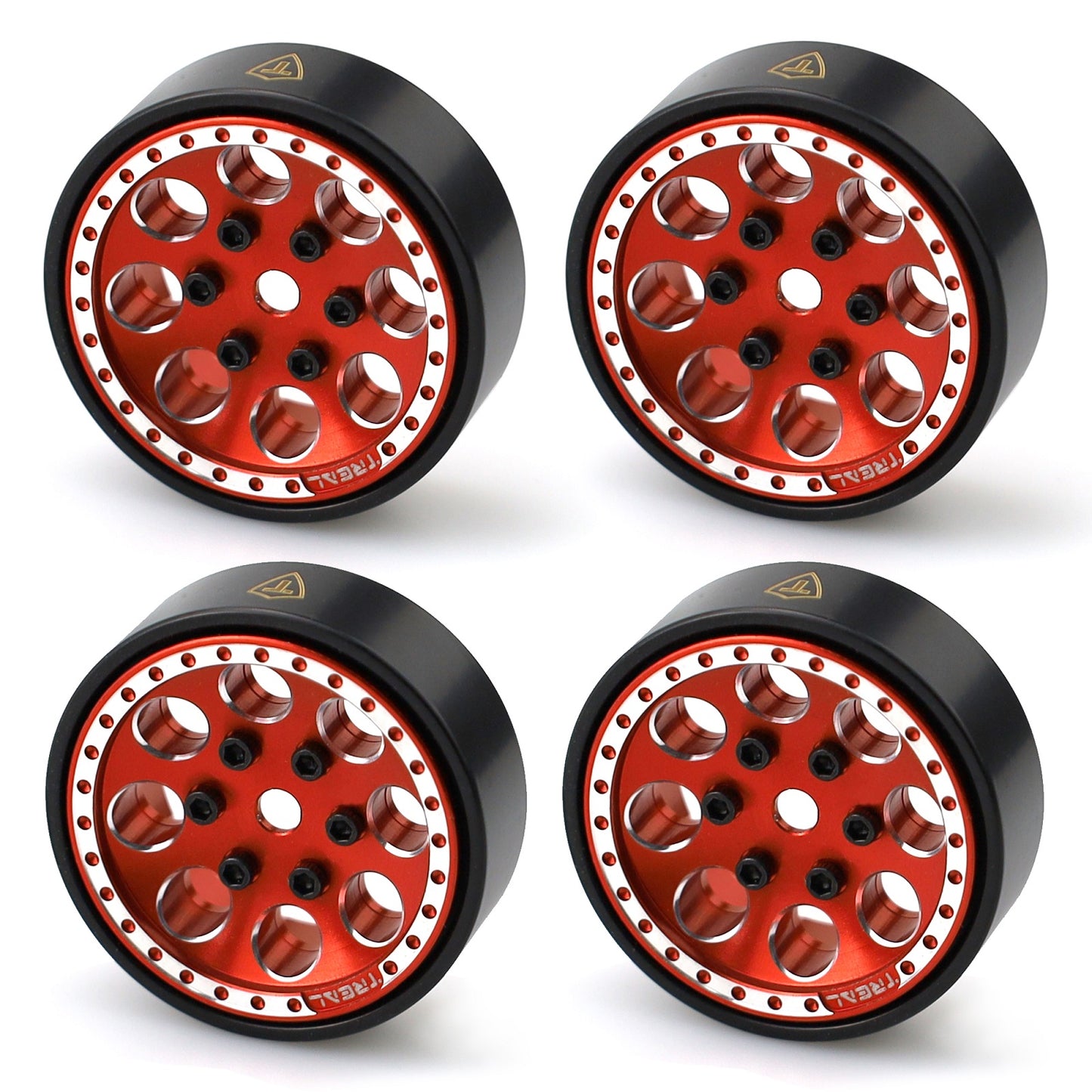 Treal 1.0 Beadlock Wheels(4P-Set) for Axial SCX24 1/24 Crawler Brass Ring Weighted 27.3g Type A