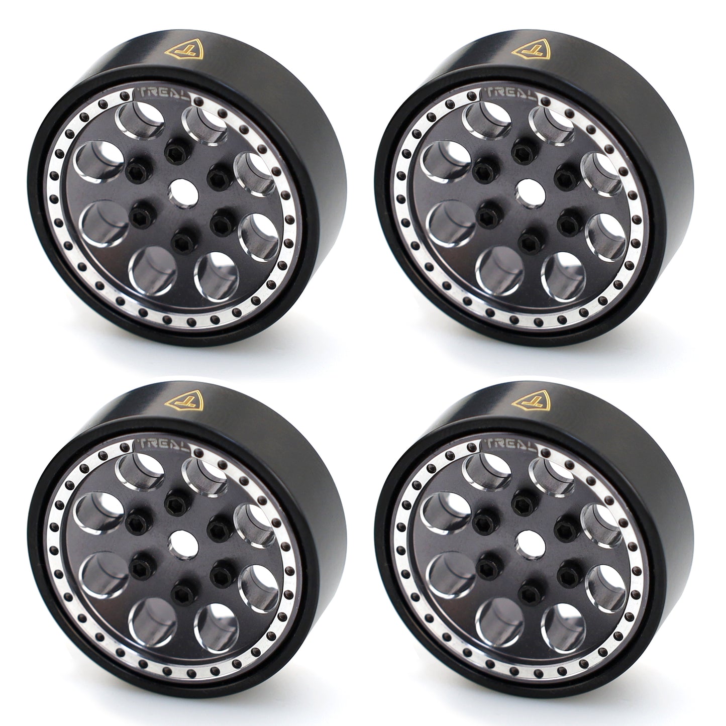 Treal 1.0 Beadlock Wheels(4P-Set) for Axial SCX24 1/24 Crawler Brass Ring Weighted 27.3g Type A