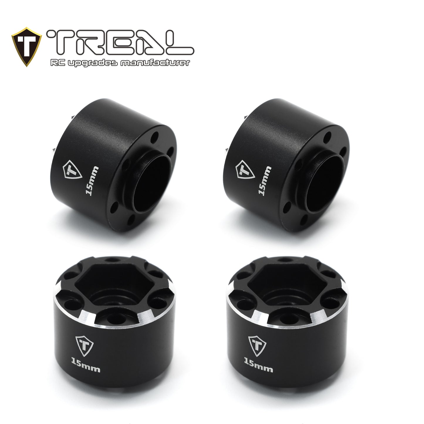 Treal 12mm Hex Hubs 1.9 Wheel Spacer Extension 12mm/15mm/18mm (4p)for 1/10 RC Crawler 1.9 inch Wheel Rim(Black)