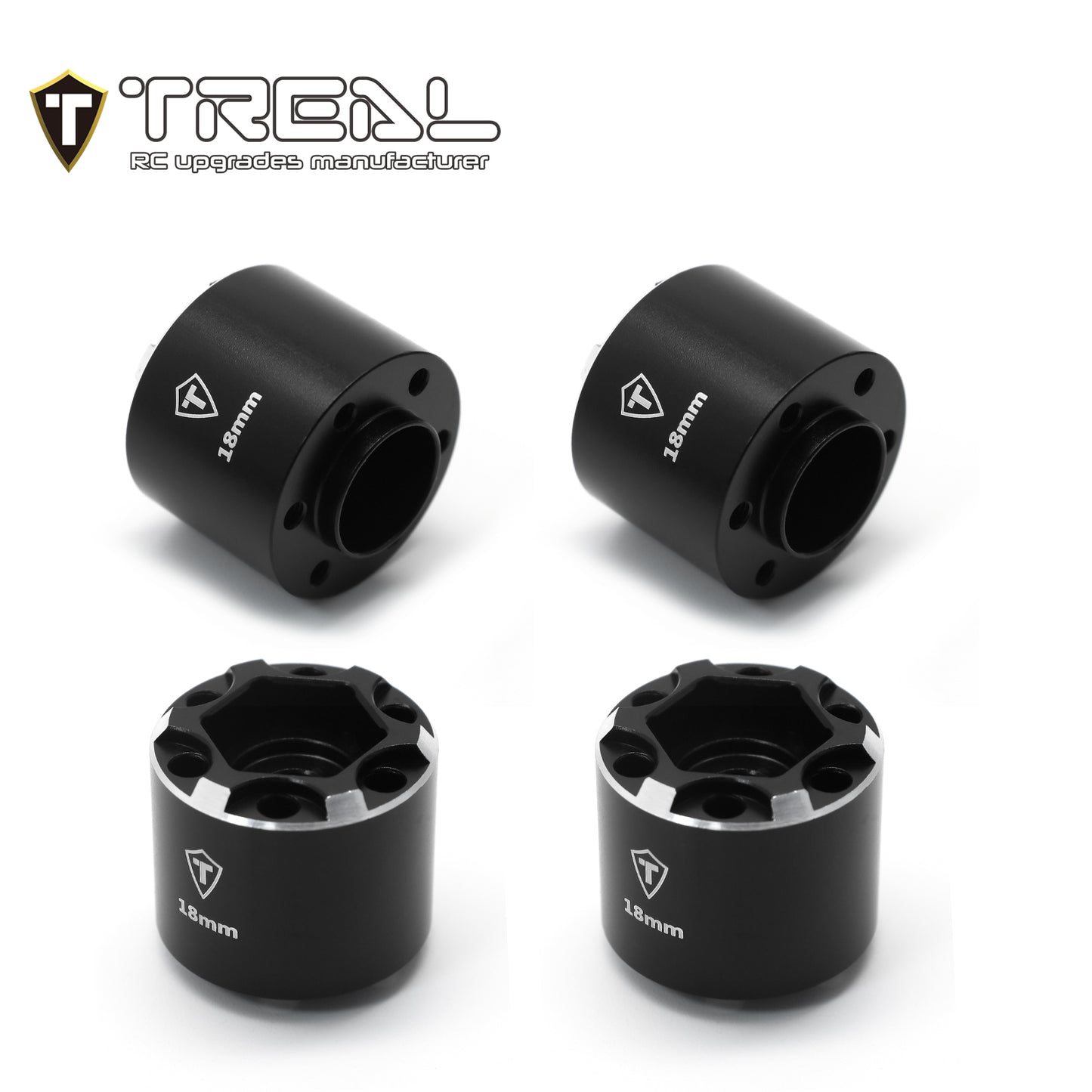 Treal 12mm Hex Hubs 1.9 Wheel Spacer Extension 12mm/15mm/18mm (4p)for 1/10 RC Crawler 1.9 inch Wheel Rim(Black)