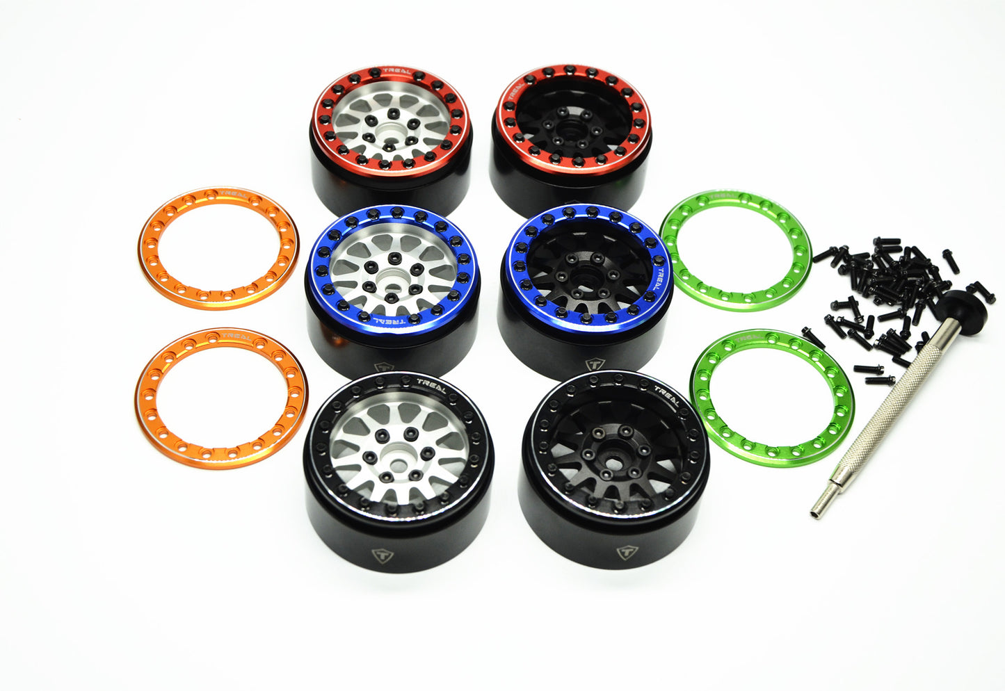 Treal 1.9 beadlock wheels (4P-Set) Alloy Crawler Wheels for 1:10 RC Scale Truck -Type D