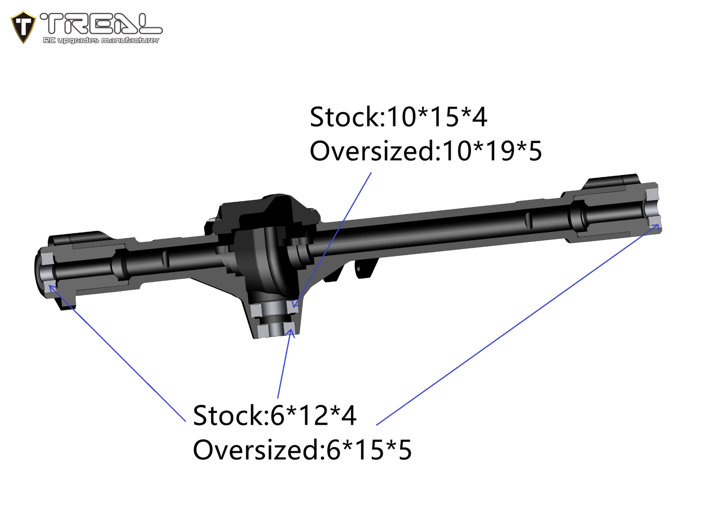 Treal Aluminum 7075 Rear Axle Housing CNC Machined for Axial RBX10 Ryft
