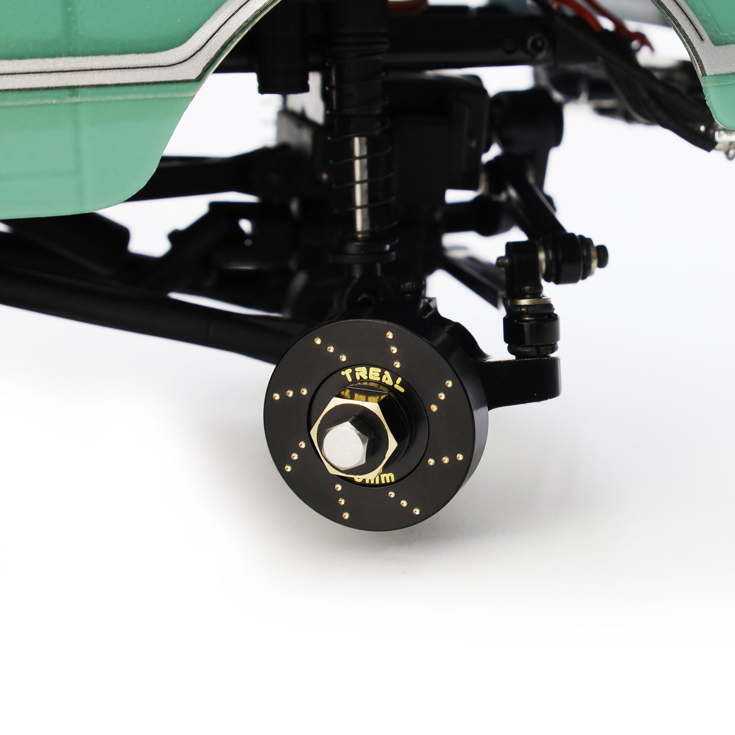 Treal Axial SCX24 Brass Extended Wheel Hubs (4p) +5mm Axle Counter Weight 12g -Black