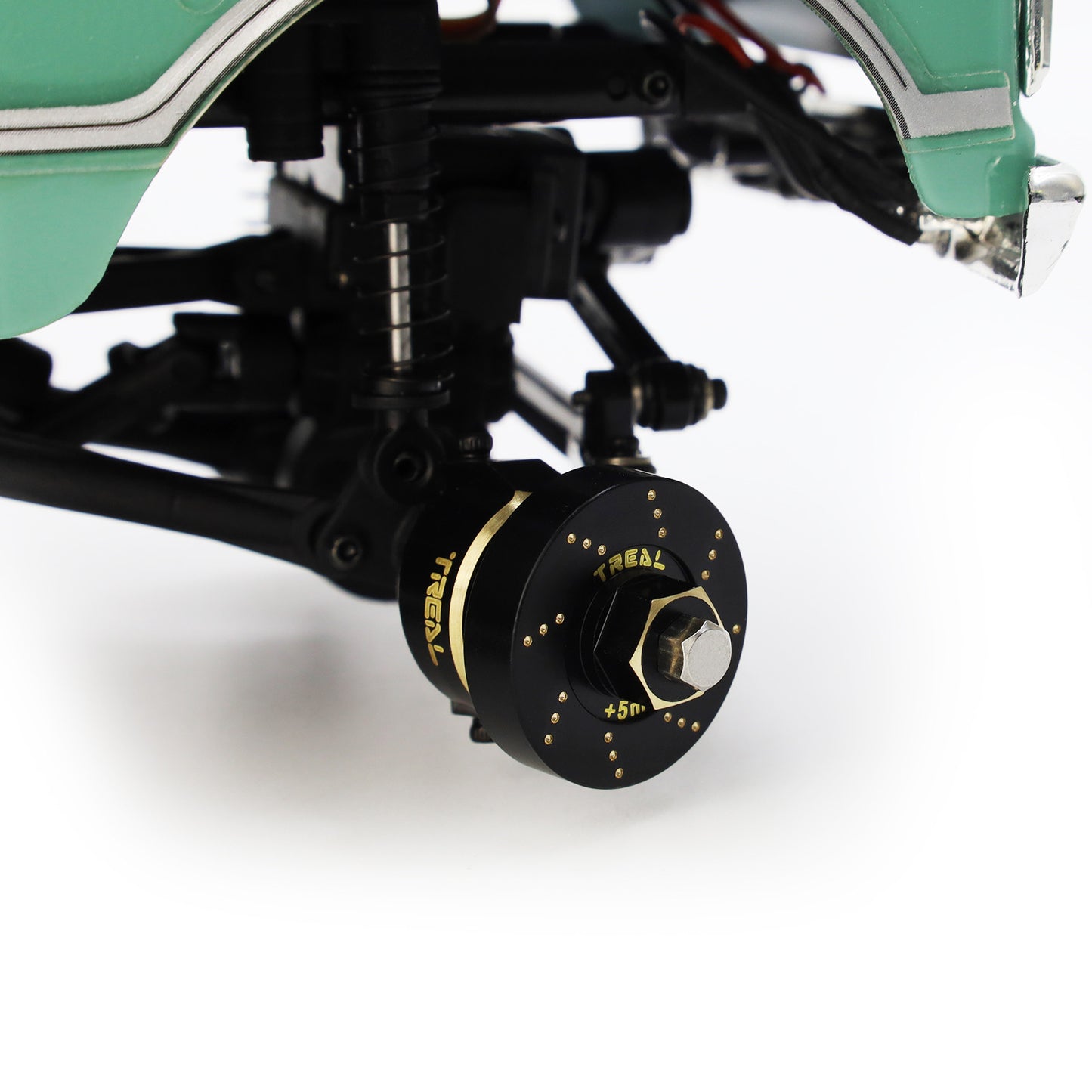 Treal Axial SCX24 Brass Extended Wheel Hubs (4p) +5mm Axle Counter Weight 12g -Black