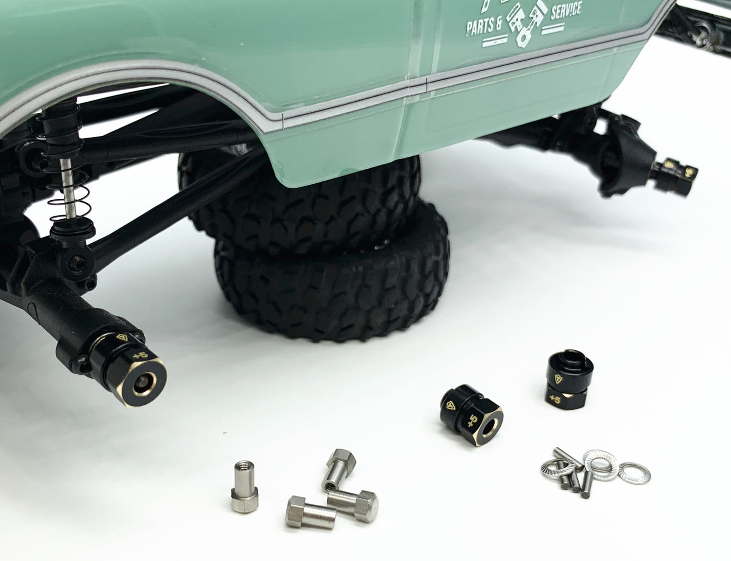 Treal Brass Extended Hex Hubs Wheel Spacers for SCX24 Upgrades +5mm Black