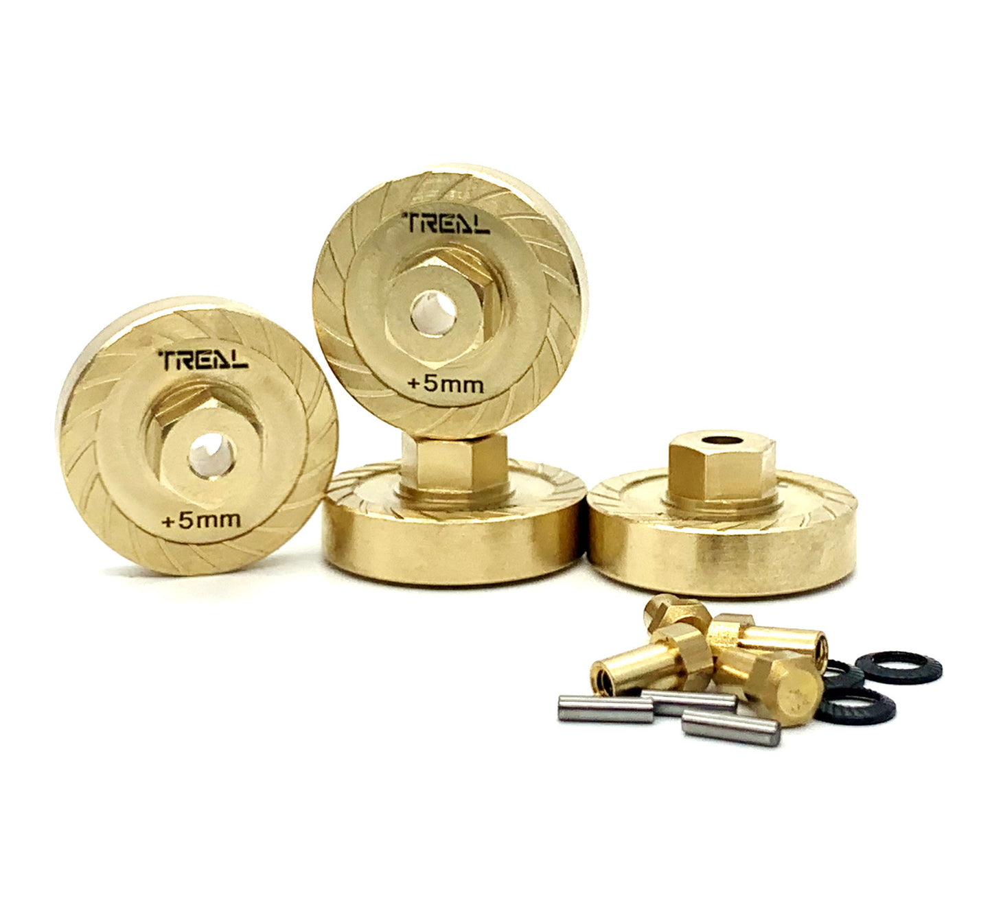 Treal Brass Extended Wheel Spacers (4p) +5mm Axle Counter Weight 11.5g Type B for Axial SCX24