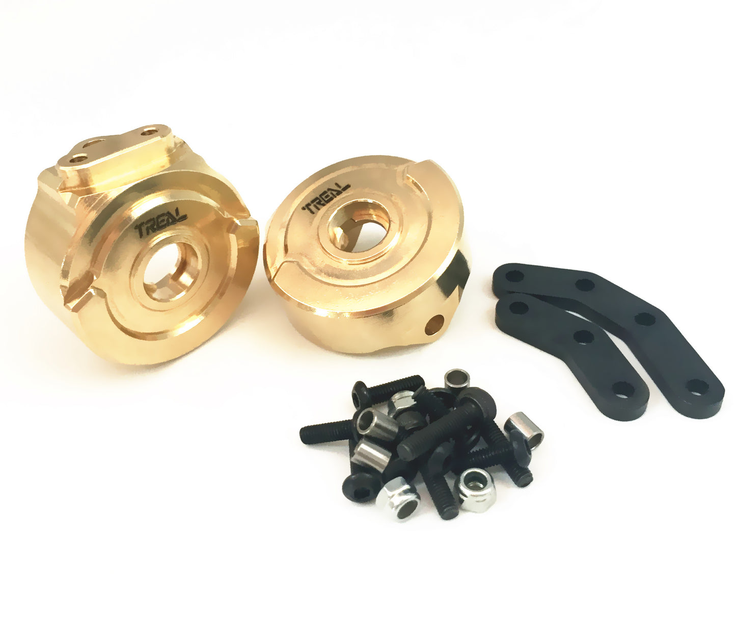 Treal Brass Front Steering Blocks Knuckles(2) with Steel Steering Plate (Left and Right) for Element Enduro RC