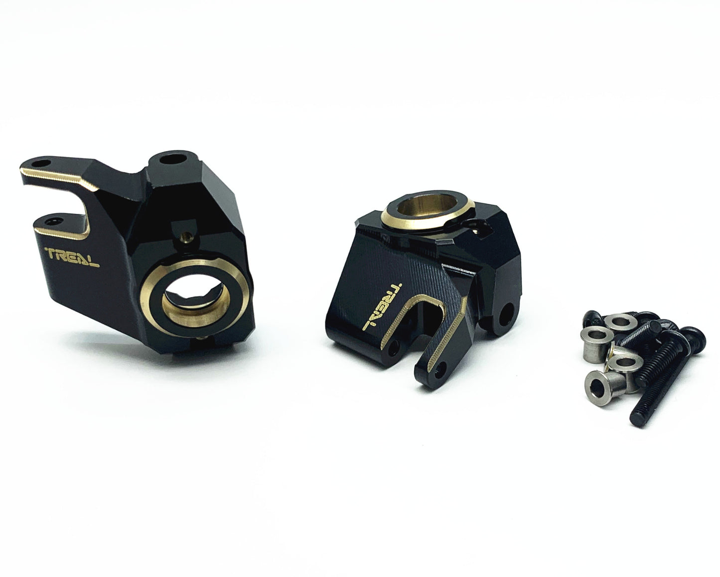 Treal Brass Front Steering Knuckles for SCX10 III Straight Axle Compatible with SCX10 III Early Ford Bronco & Jeep CJ-7 1/10th RC Truck