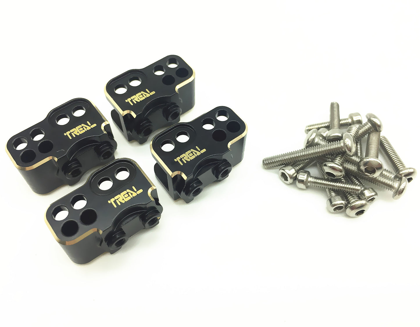 Treal Brass Front and Rear Lower Shock Suspension Link Mounts 4p for SCX10 II