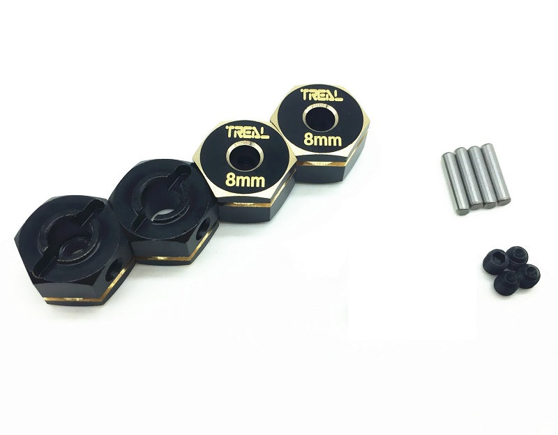 Treal Brass Hex Adapter Wheel hubs(4)(8mm) for Element RC Enduro