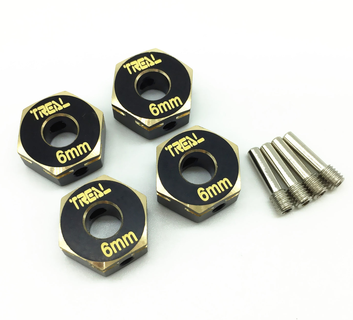 Treal Brass Hex Wheels Hubs Adaptors 6mm(4) pcs for Axial Capra & SCX10 III