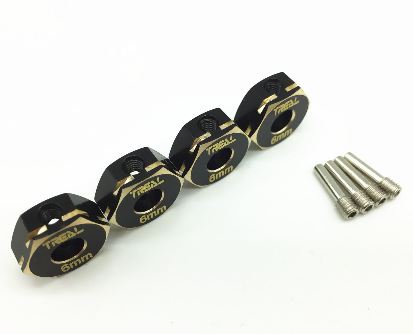 Treal Brass Hex Wheels Hubs Adaptors 6mm(4) pcs for Axial Capra & SCX10 III