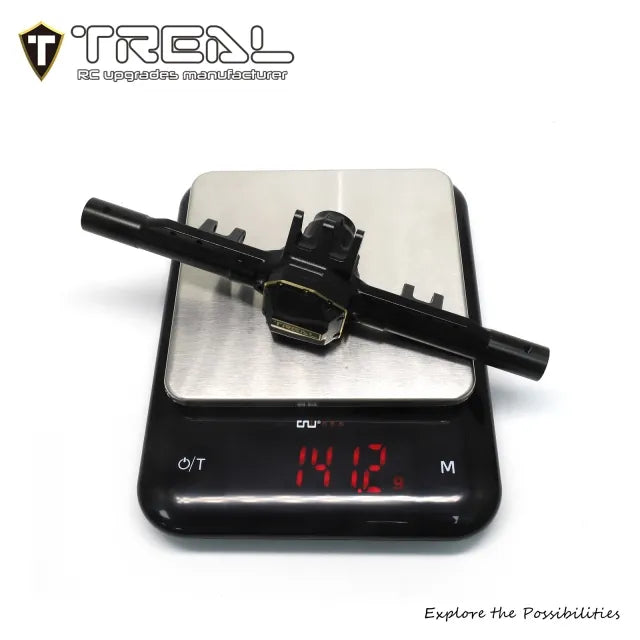 TREAL SCX10 Pro Aluminum 7075 Rear Axle Housing w Tubes Brass Diff Cover Upgrades for Axial 1/10th SCX10 PRO Comp Kit