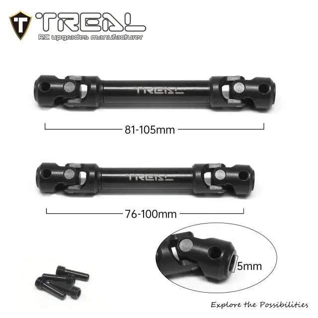 TREAL SCX10 Pro Drive Shaft Harden Steel Driveshafts (2) Upgrades for Axial SCX10 PRO 1/10 RC Crawler