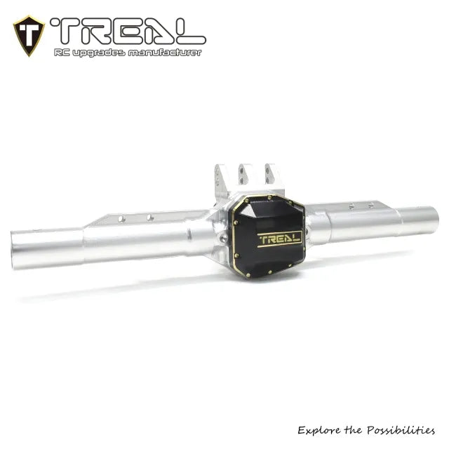 TREAL SCX10 Pro Aluminum 7075 Rear Axle Housing w Tubes Brass Diff Cover Upgrades for Axial 1/10th SCX10 PRO Comp Kit