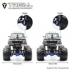 TREAL Aluminum 7075 Extended Wheel Hubs Widen Adaptors 15mm for 1/18 TRX4MT High Trail Wheels