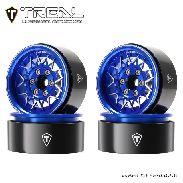 TREAL 1.9 Beadlock Wheels RC Wheel lattice Rims(4P) compatible with 1/10 Crawler TRX4 SCX10 III Ascent-Type V