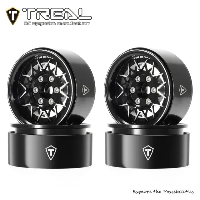 TREAL 1.9 Beadlock Wheels RC Wheel lattice Rims(4P) compatible with 1/10 Crawler TRX4 SCX10 III Ascent-Type V