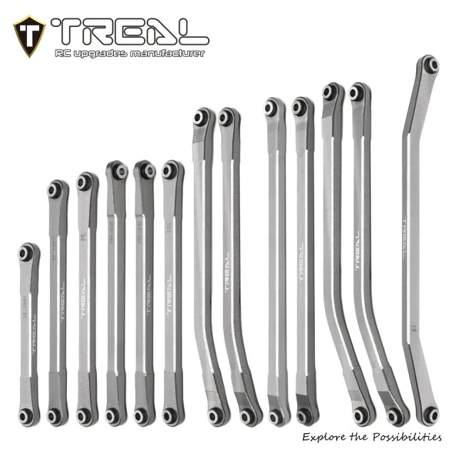 TREAL SCX10 PRO Links Set Aluminum 7075 CNC Machined Lower Upper Steering Linkages (13pcs) Upgrades Parts