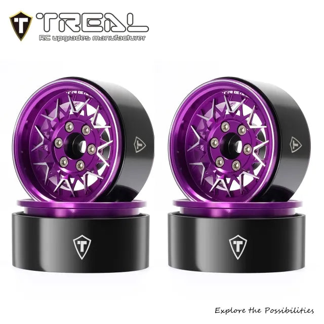 TREAL 1.9 Beadlock Wheels RC Wheel lattice Rims(4P) compatible with 1/10 Crawler TRX4 SCX10 III Ascent-Type V