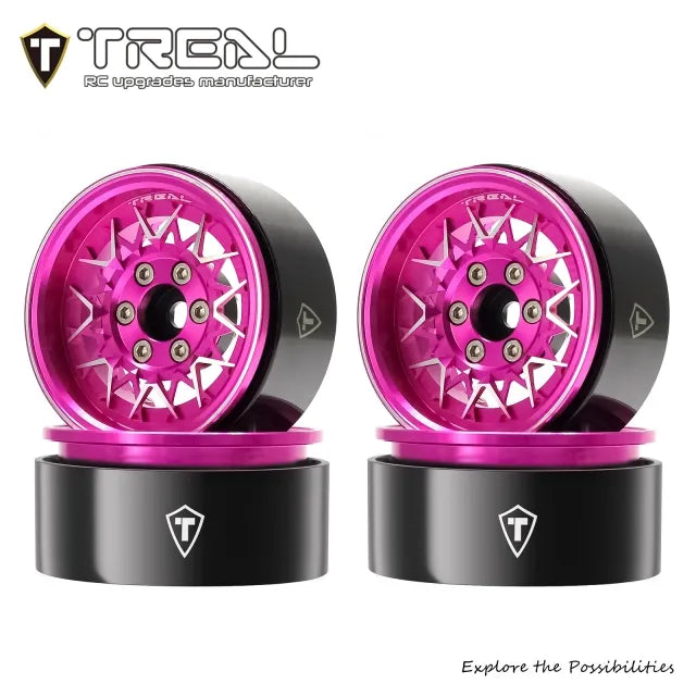 TREAL 1.9 Beadlock Wheels RC Wheel lattice Rims(4P) compatible with 1/10 Crawler TRX4 SCX10 III Ascent-Type V