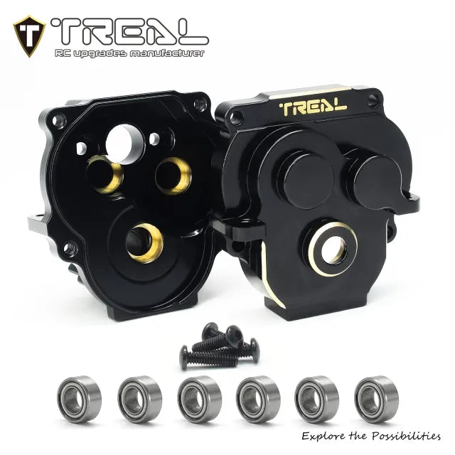 TREAL Brass Transmission Gearbox Set for 1/18 TRX4M Bronco Defender Upgrade Parts Accessories