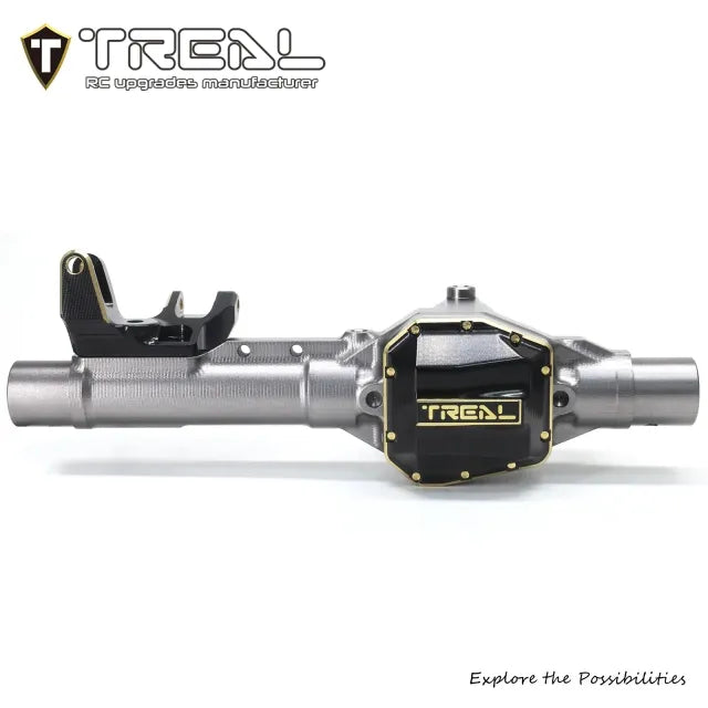 TREAL SCX10 Pro Aluminum 7075 Front Axle Housing w Tubes Brass Diff Cover Upgrades for Axial 1/10th SCX10 PRO Comp Kit