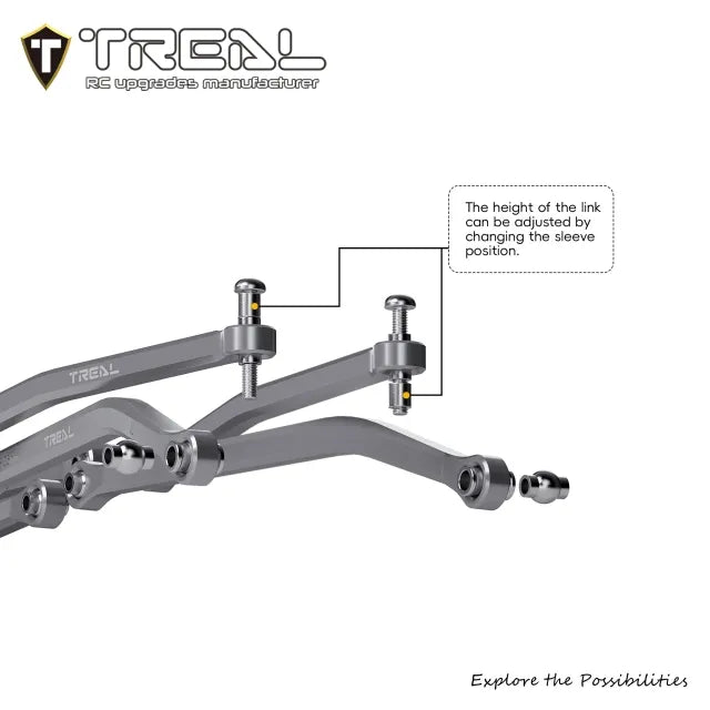 TREAL 7075 Aluminum High Clearance Chassis Links(8P) Set for Axial SCX30