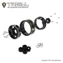 TREAL 1.0 Aluminum Beadlock Wheels Five Spoke Classic Wheel Rims Set (4P) for 1/24 RC SCX24 FCX24 TRX4M-Type G