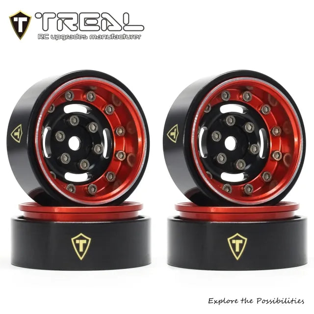 TREAL 1.0 Beadlock Wheels Deep Dish Rims (4P) for SCX24 AX24 FCX24 TRX ...