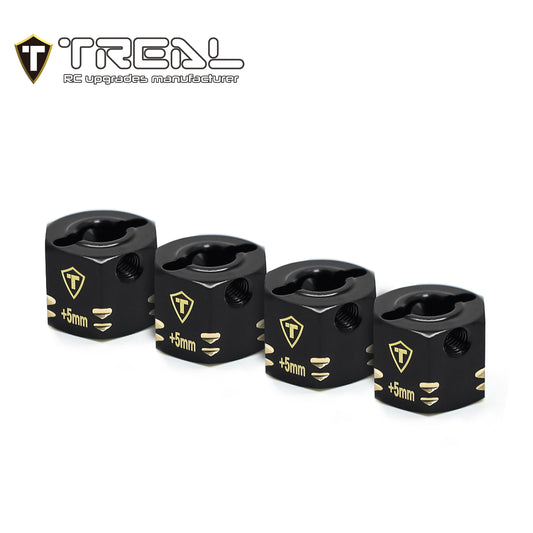 TREAL Brass 12mm Wheel Hex Adapters Extended(4pcs) for 1/10 RC Crawler Axial SCX10 PRO SCX10 III, SCX10 II ,Capra (Height:10mm)