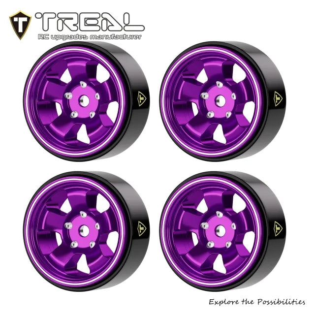 TREAL Aluminum Beadlock Wheels (4P) 5-spoke 0.7'' Wheel for Axial SCX30-Type B