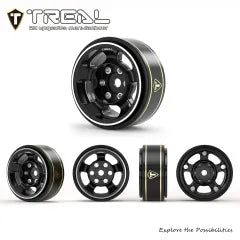 TREAL 1.0 Aluminum Beadlock Wheels Five Spoke Classic Wheel Rims Set (4P) for 1/24 RC SCX24 FCX24 TRX4M-Type G