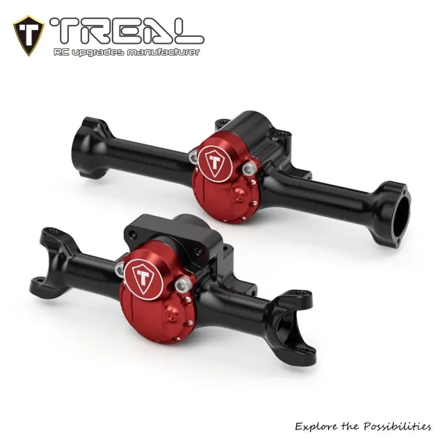 TREAL Aluminum 7075 Front and Rear Axle Housings Vintage Style Upgrades for Axial SCX30-V2
