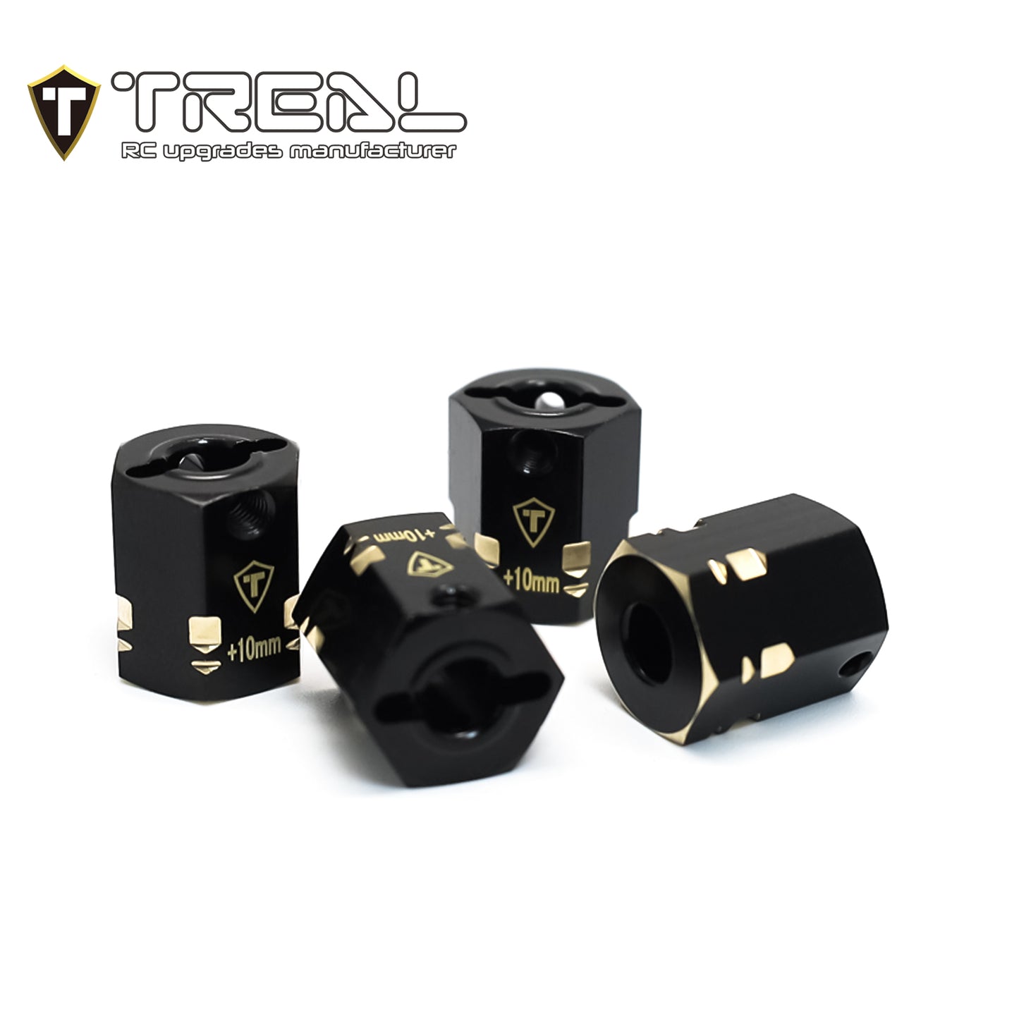 TREAL Brass 12mm Wheel Hex Adapters Extended(4pcs) for 1/10 RC Crawler Axial SCX10 PRO SCX10 III, SCX10 II ,Capra (Height:15mm)