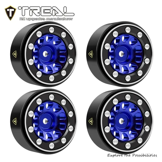 TREAL Aluminum Beadlock Wheels (4P) 0.7'' Wheel for Axial SCX30-Type E