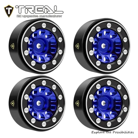 TREAL Aluminum Beadlock Wheels (4P) 0.7'' Wheel for Axial SCX30-Type E