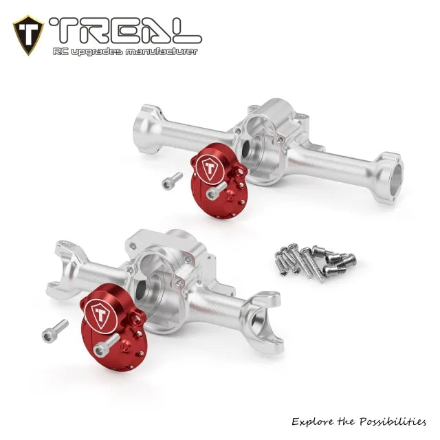 TREAL Aluminum 7075 Front and Rear Axle Housings Vintage Style Upgrades for Axial SCX30-V2