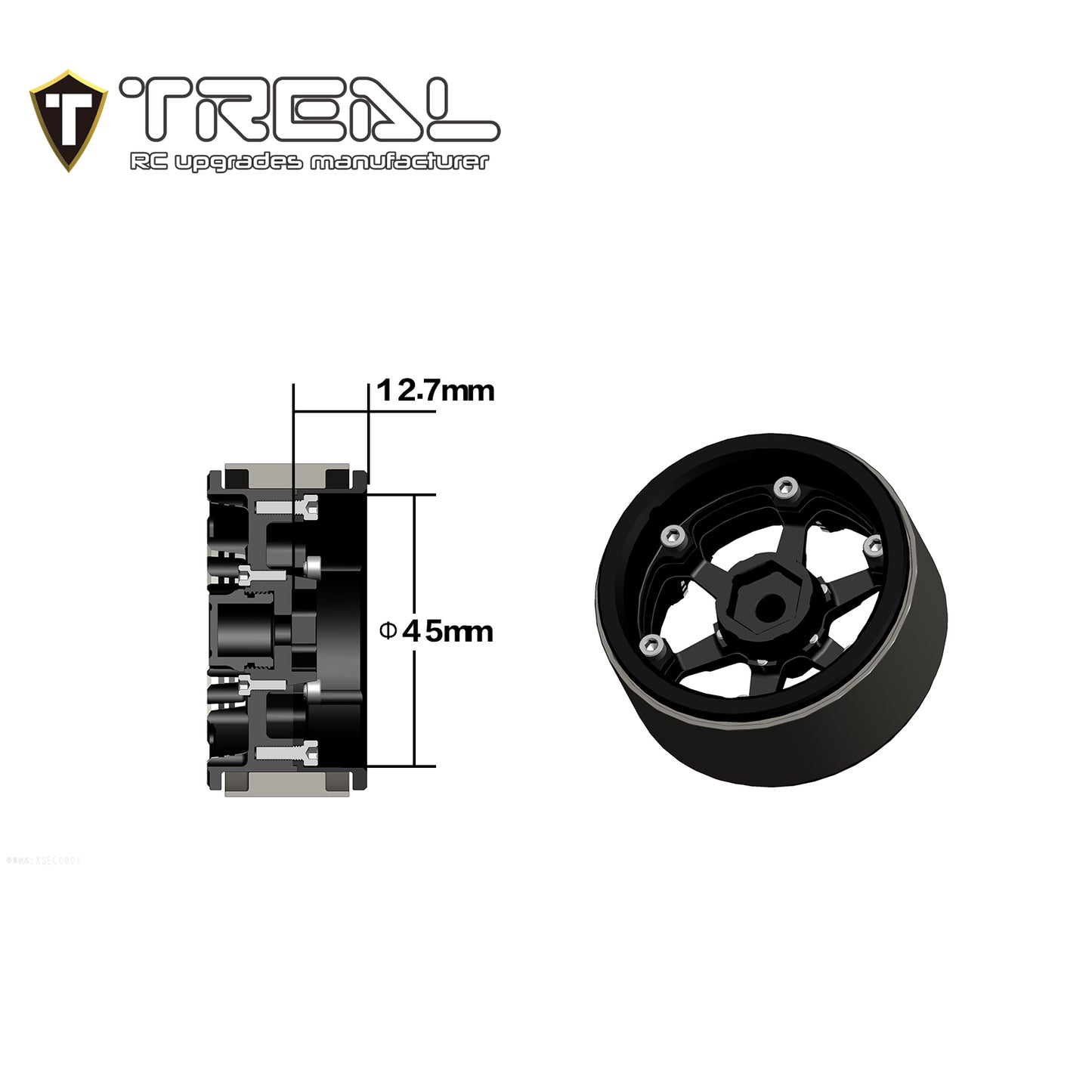 TREAL 1.9 Beadlock Wheels 1.9 inch Wheels (4P) CNC Machined for 1:10 RC Crawlers Type B