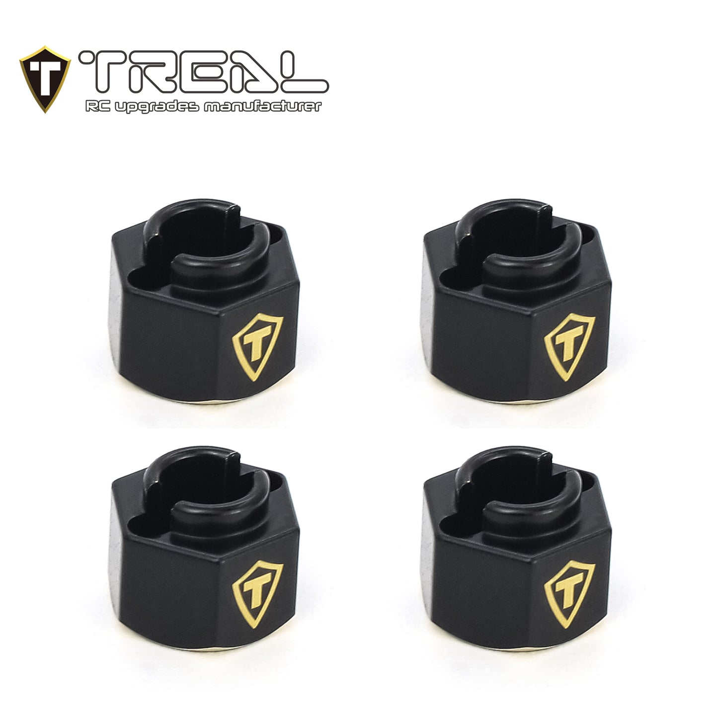 TREAL Brass Wheel Hubs 7mm*6mm Hex, 1g/pc (4pcs) for 1/18 TRX4M Defender and Bronco (Black)
