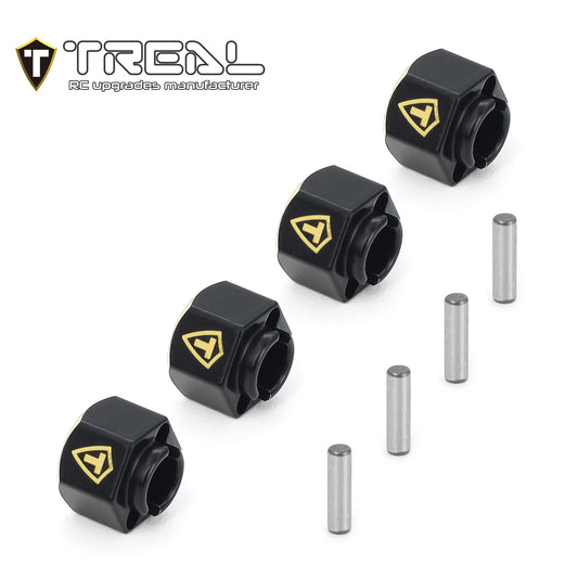 TREAL Brass Wheel Hubs 7mm*6mm Hex, 1g/pc (4pcs) for 1/18 TRX4M Defender and Bronco (Black)