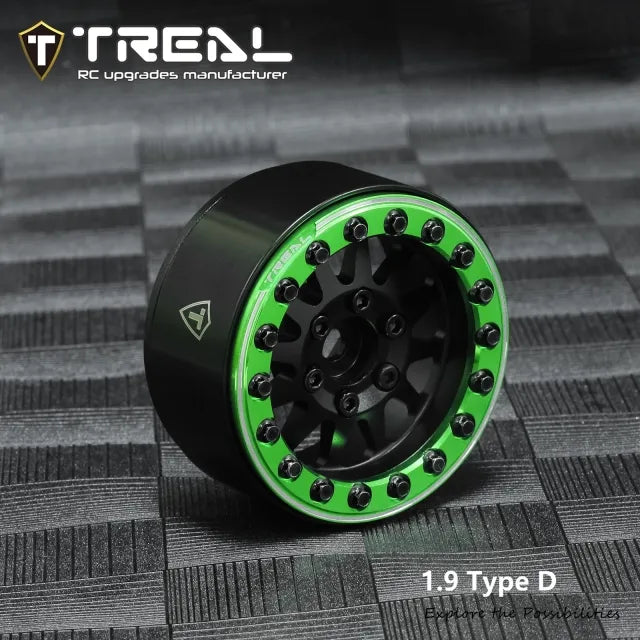 TREAL 1.9 Beadlock Rings Aluminum Replacement for 1.9 Type D/E Wheels 1:10 RC Crawler Cars Green/Orange/Purple
