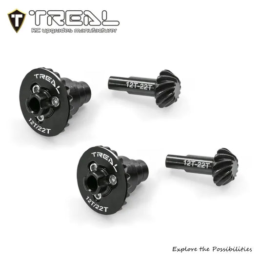 TREAL Harden Steel Axle Ring & Pinion Overdrive Gears Set 12T/22T w Spool Locker for 1/18 TRX4M TRX4MT, Overdrive 10%