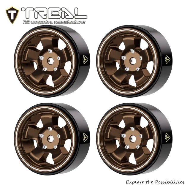 TREAL Aluminum Beadlock Wheels (4P) 5-spoke 0.7'' Wheel for Axial SCX30-Type B