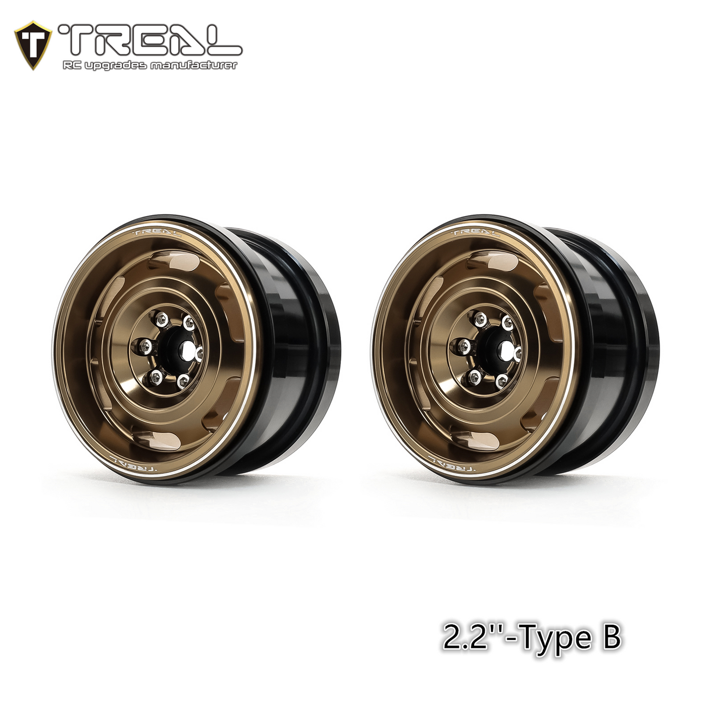 Treal Aluminium 2.2 Beadlock Wheels Rims(2)pcs Vintage Wheel Fit RC Crawler Mud Truck 2.2 Tires -Type B