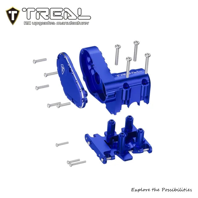 TREAL Aluminum 7075 Transmission Case And Skid Plate for Axial SCX30